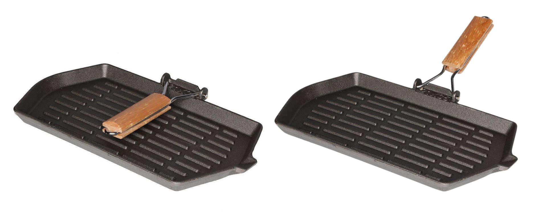 Cast iron grill pan with foldable handle